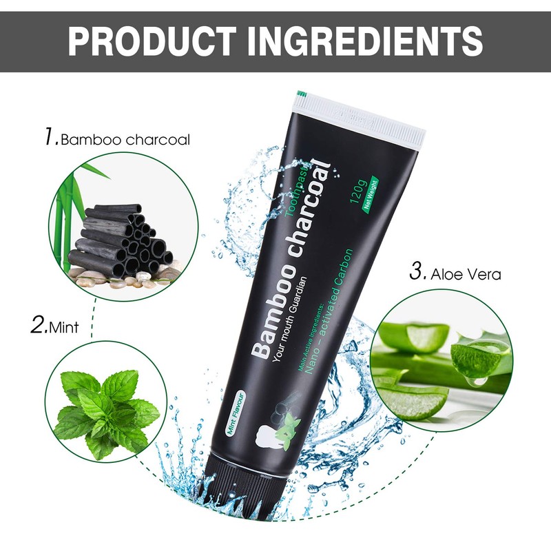 Vista Activated Carbon Toothpaste Pack of 2 Bamboo Toothpaste White