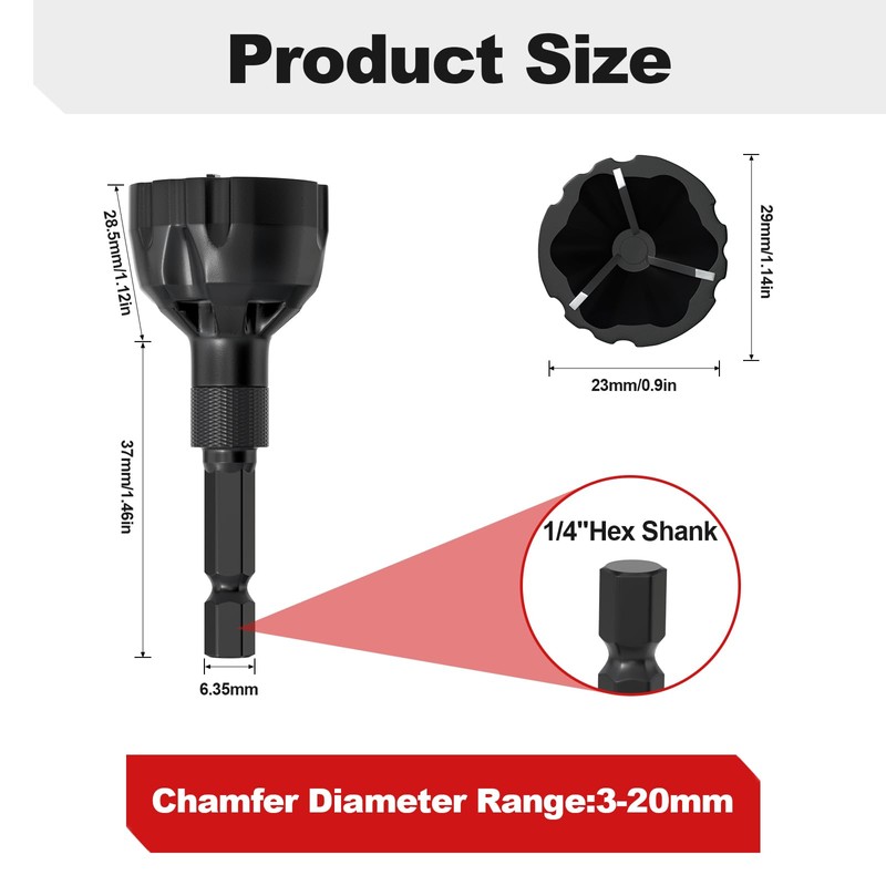 LATTHANT Deburring External Chamfer Tool With Tungsten Carbide Blade, Bolt