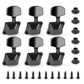 Jiozermi Black Semi-closed Guitar Tuners Pegs, 3L+3R String Tuning Pegs Keys Machine Heads Set Guitar Replacement Parts for Acoustic or Electric Guitar