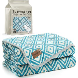 Washable Pee Pads for Dogs - 2 Pack Extra Thick Reusable Puppy Pads with Super Absorbency, Waterproof & Non-Slip Dog Pee Pads for Potty Training , Whelping , Playpen , Crate , Prevents Leakage 24"x36"