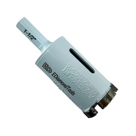 1-1/2" High Performance Diamond Core Bit for Natural/Engineered Stones, 2" Drilling Depth, Vacuum-Brazed Side Protection, 1/2" Shank Adapter for Chuck Drills.