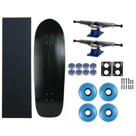 Moose Old School 80's Skateboard Complete 33" Black with Hollow 7.0 Silver/Blue Trucks, 58mm Blue Wheels