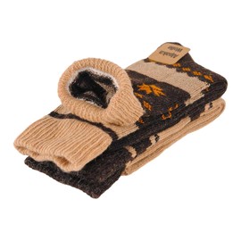 MEBY 2 Pairs Alpaca Socks Warm Thermal Socks Thick Fluffy Winter Socks Pre-washed Alpaca Wool Hiking Socks, Beige/Brown 3097