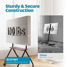 ECOTINY Easel Rolling TV Stand for 49-80 Inch TV Screen up to 110 LBS, Portable TV Stand with Wheels, Rolling TV Cart for Business, Office, School, Home, Black