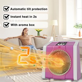 HEATIT Space Heater for Indoor, Digital Display with Thermostat, 1-12H Timer, Fan Mode,1500W/750W, Electric Space Heater for Office, Bedroom,Pink,10.6"Dx7.0"W x 11.8"H