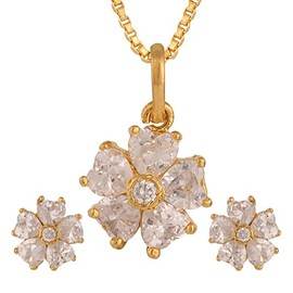 Efulgenz Fashion Jewelry Set Gold Tone Plated Cubic Zirconia Pendant Necklace Set with Earrings for Women and Girls Brides and Bridesmaid, Copper, not known