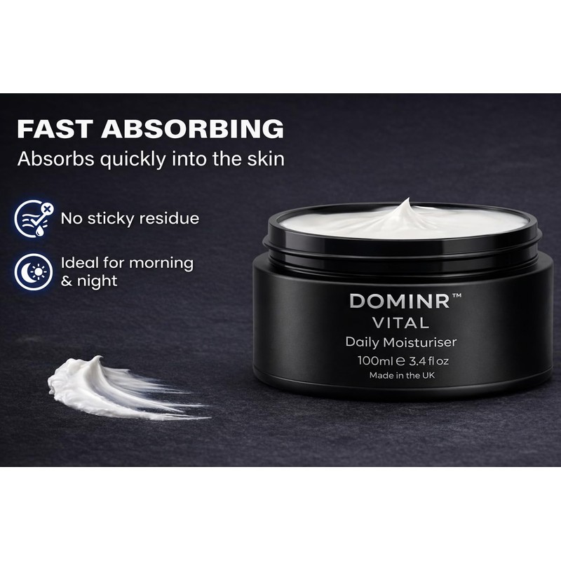 Men’s Face Moisturiser 100ml – Non-Greasy, Fast Absorbing Daily Cream