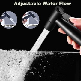 Stainless Steel Bidet Sprayer for Toilet, Handheld Cloth Diaper Sprayer, Bathroom Jet Sprayer Kit Spray Attachment with Hose, Great Water Pressure for Bathing Pets, Feminine Hygiene(Black)