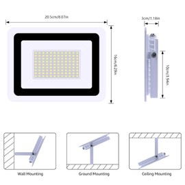 MIWATT 100 W LED Spotlight 7200LM Outdoor Light Super Bright LED Floodlight Outdoor Floodlight IP68 Floodlight Spotlight Cool White Light for Garden, Garage