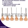 PRAZTECH 6pcs Graver with Wooden Handles | Engraver Tool Clock