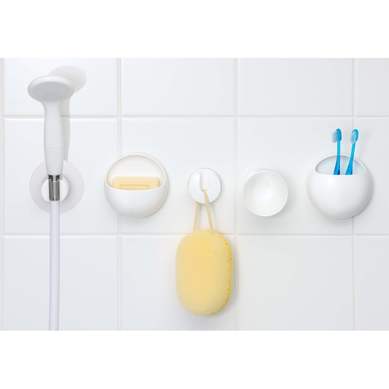SANEI 歯磨きコップ 吸盤式 壁にくっつける 浮かす収納 衛生的 ホワイト PW6812-W4