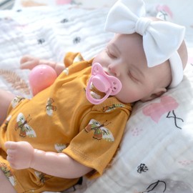 Jirachi Realistic Reborn Baby Dolls, 18- Inch Real Life Soft Body Sleeping Baby Girl, Lifelike Reborn Baby with Yellow Bumble Bee Clothing Set for Kids 3+