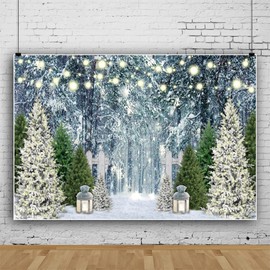 Winter Scene Backdrop 8x6ft Christmas Winter Forest Snowfield Background for Photography Christmas Winter Party Decorations Photo Booth Props