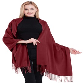 CJ Apparel Maroon 100% Cashmere Shawl Seconds Pashmina Scarf Wrap Stole Hand Made in Nepal NEW