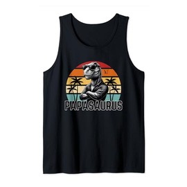 Mens Papasaurus Rex T Rex Dinosaur Papa Saurus Dinosaur Design Tank Top