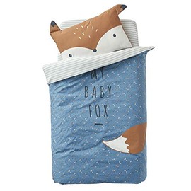 Vertbaudet Baby Duvet Cover, Baby Fox Blue 100 x 120 cm