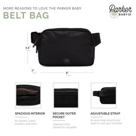 Parker - Riñonera portátil para pañales, bolsa cruzada para mamás, "Birch Belt Bag", Negro -, Riñonera