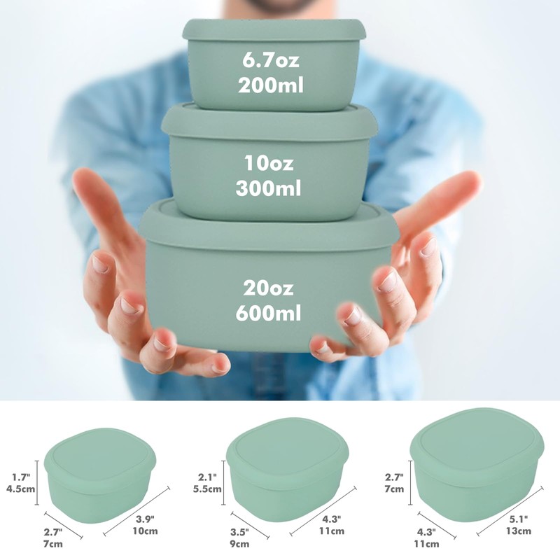 Anatole Silicone Food Storage Containers Set of 3 Lunch Box