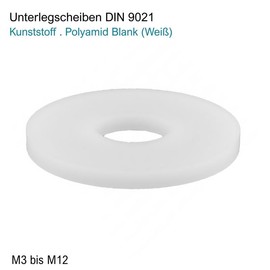 Washers M10 Plastic Polyamide Blank (White) – DIN 9021 – Washers – U Washers – Flat Washers (Size: M10; Quantity: 50 Pieces)