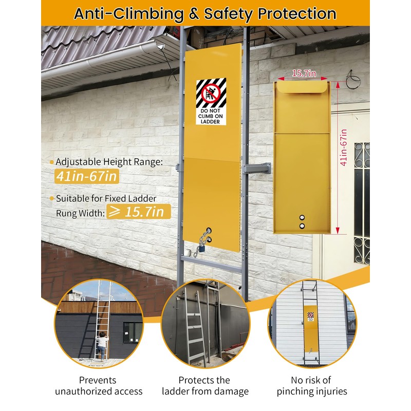 Anti-Climb Fixed Ladder Safety Guard, for Ladder Rungs 16" and