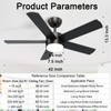 POCHFAN 42 inch Black Ceiling Fans with Lights and Remote