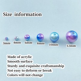 800 Pcs Pearl Beads 6mm Craft Beads Gradient Round Spacer Loose Beads for Earring Bracelet Necklace Key Chains Jewelry DIY Craft Making Decoration and Vase Filler(Rose Red Blue)