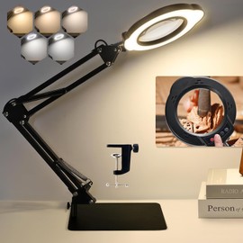 VIOPY Lupa Con Luz Led 10X, Lampara De Escritorio, Lámpara Con Lupa