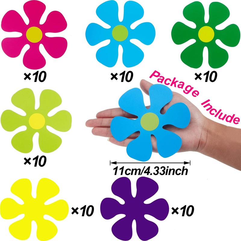 Outus 60 Pieces Flower Shaped Cutouts 60s 70s 80s Mini