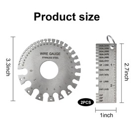 3 Pcs FUNCYboo Metal Sheet Thickness Gauge & Wire Gauge Measuring Tool, Stainless Steel Metal Sheets Welding Thickness Gauge Round Wire Cable Sheet Gauge