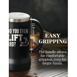 Onebttl Workout Gifts for Men, Gym Rat Exercise Lifting Gift, Funny Stainless Steel Beer Stein Tumbler, 24oz Beer Mug with Lid - Do You Even Lift