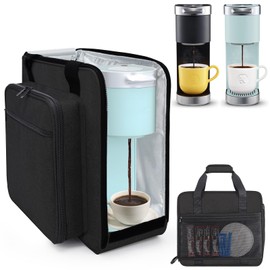 Anitor Portable Carrying Coffee Maker Travel Bag Match for Keurig K-Mini or K-Mini Plus, Single Serve Coffee Machine Travel Bag with Padded Shoulder Straps Includes Multiple Storage Bags, Black