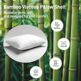 Caelorin Hypoallergenic Bamboo Viscose Shell, Soft Standard/Queen Size Bed Pillows Set of 2 with Down Alternative Filling, Oeko-Tex Certified, Luxury Hotel Quality for Stomach, Back and Side Sleepers