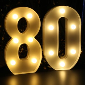 80th Birthday Decorations for Women, 80th Party Decor for Men, Light Up Numbers 80 Centerpieces Table Sign, 80 Birthday Supplies Gifts for Her & Him