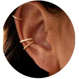Ear Cuff Set for Women - 14K Gold plated CZ Non Piercing Earring Cartilage Earring Set Gift