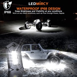 LEDMIRCY R3 White LED Rock Lights Kit 12PCS with Switch Wire Harness for ATV UTV SUV Off Road RZR Trucks Underglow Pure White Lights Trail Rig Lights Under Body High Power Waterproof Shockproof Light