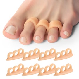 Welnove Hammer Toe Corrector and Straightener - 8 Pcs Toe Support Pads Cushion - Realign Bent, Crooked, Curled, Claw, Hammer Toes - Three Loops Design
