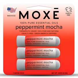 MOXĒ Extra Strength Peppermint Mocha Nasal Inhaler | Invigorating Menthol & Rich Coffee Aroma for Mental Clarity & Sinus Relief | Made in The USA | Maximum Strength Aromatherapy for Refreshing Energy