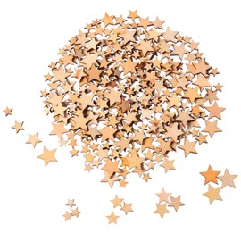 200 Stücke Holzsterne Blank Holz Stern Scheiben Mini Stern Verschönerungen für Hochzeit Handwerk Making DIY, Gemischt 4 Größen