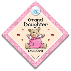 Granddaughter on Board, Car Sign, Pink Quilt, Baby on Board Sign, Baby on Board, Bumper Sticker Style, Baby Car Sign, Baby Girl in Car Sign, Grandchild on Board Sign