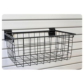 Generic GaragePro 2.0 Large Deep Steel Ventilated Basket for Garage Slatwall Panel Storage and Organization (2), Black