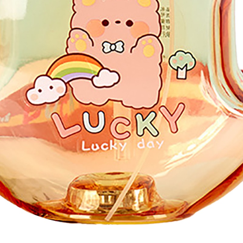 450ml Kids Water Cup with Handle and Lanyard Plastic Straw