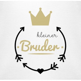 Shirtracer - Sibling Brother and Sister - Little Brother - Crown - Baby Bodysuit Long-Sleeved, 1 White, 3-6 Monate