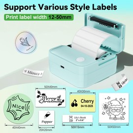 Miouca Label Maker Machine with Tape - Mini Sticker Printer Bluetooth Label Printer for Home Office Organization, Portable Thermal Sticker Maker Print Pod with Multiple Templates for Phone