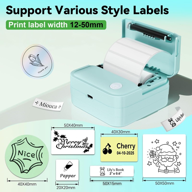 Miouca Label Maker Machine with Tape - Mini Sticker Printer