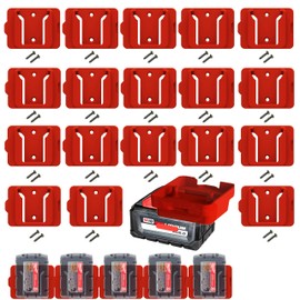 Gijok Battery Holder for Milwaukee M18 18V Battery (No Battery), 18Packs Wall Mount Batteries Storage for Wall, Work Van, Shelf, Toolbox