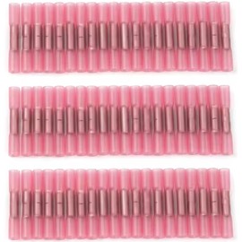 100 Pieces Red Heat Shrink Connectors Insulated Waterproof Crimp Terminals Seal Butt Electrical Wire Connector 22-18 AWG