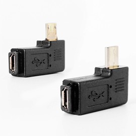Haiker 1 Pair Right Left Angle Micro USB Male 90 Degree USB Male to Micro Female Plug Adapters