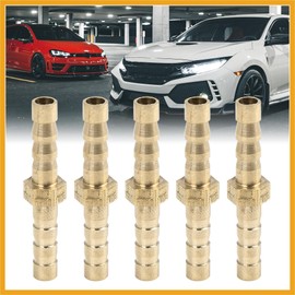 Partuto 5mm Brass Barb Hose Fitting Straight Joiner for Air Water Oil 5pcs Replacement