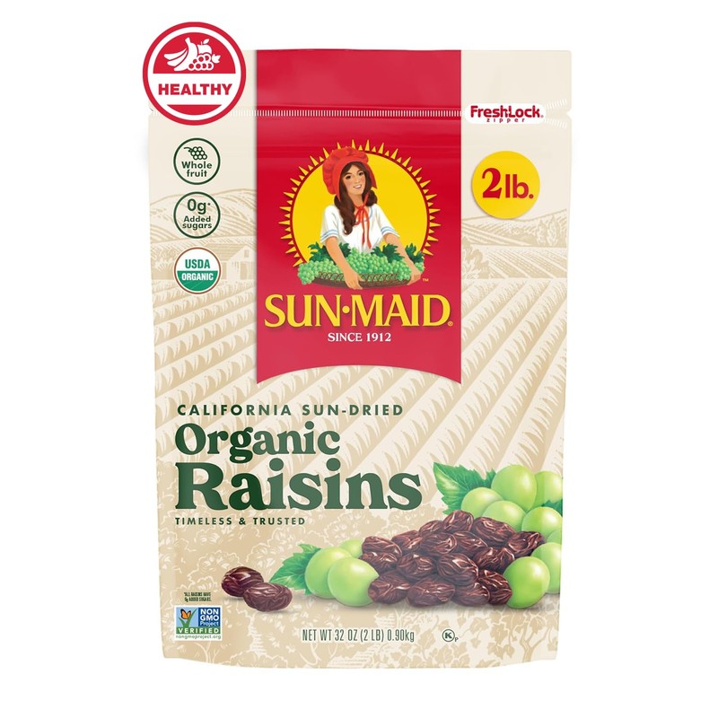 Sun-Maid Organic California Sun-Dried Raisins - 32 oz Resealable Bag