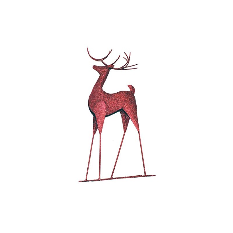 20" Red Metal Standing Reindeer